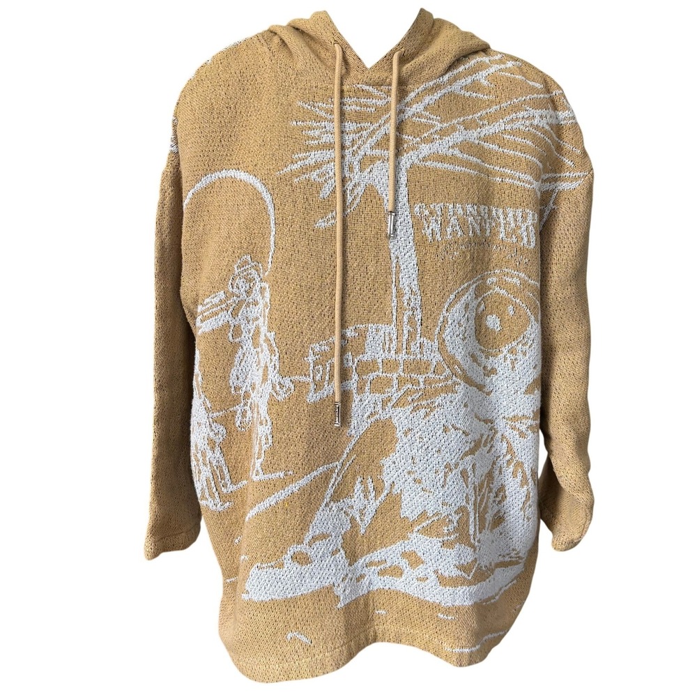 6th NBRHD "Town" Graphic Hoodie Sz XXL Wheat Street Art Wanted Knit Streetwear